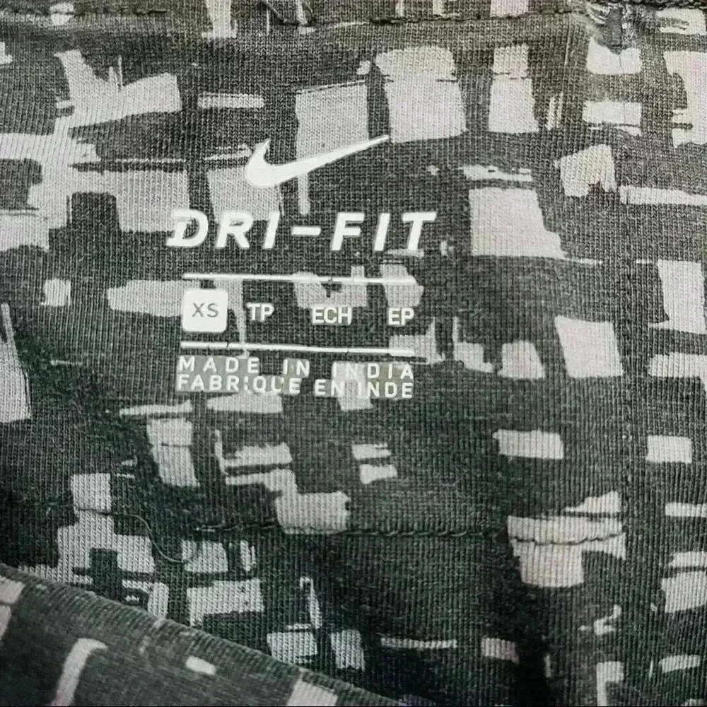 Nike Dry Black & Gray Printed High‎ Waisted Athletic Compression Leggings (XS)